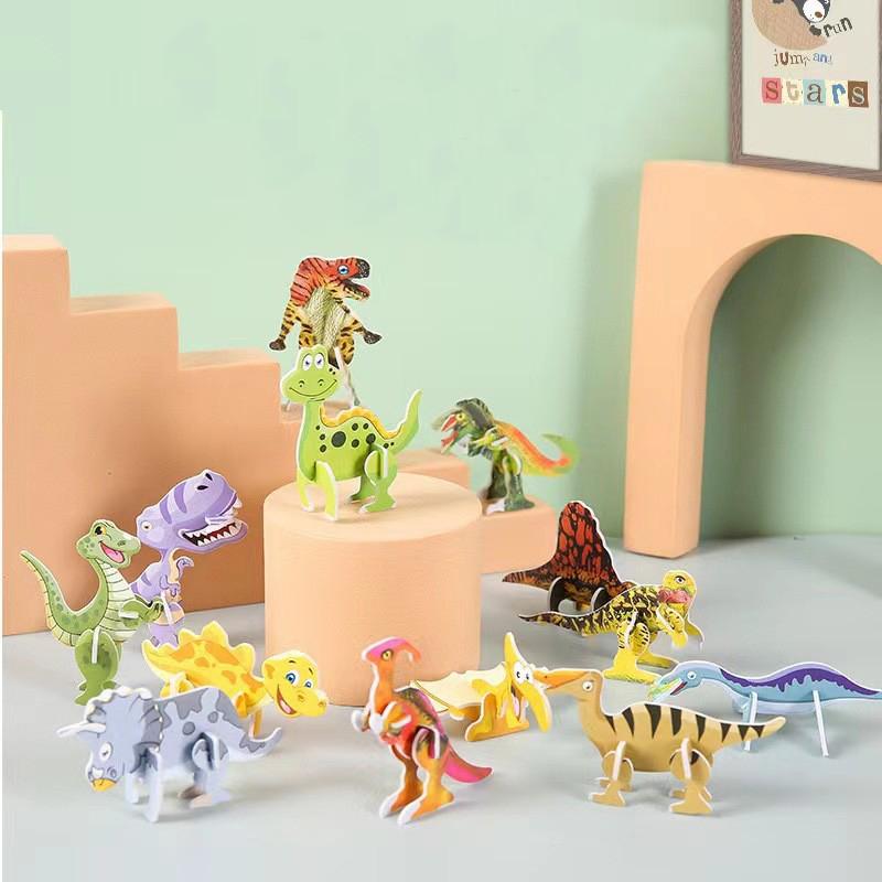 30Pcs 3D Cute Cartoon Animal Aircraft Car Dinosaur DIY Paper Jigsaw Puzzles Toys For Kids Birthday Party Favors Classroom Reward