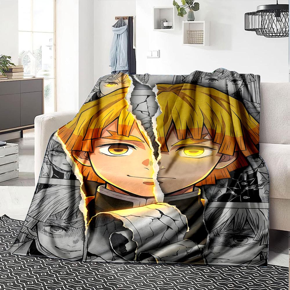 1pc Agatsuma Zenitsu Blanket, Gift, for Men and Women, Soft Blanket, Good for Sofa Bed Couch Travel, Lightweight Flannel Blanket