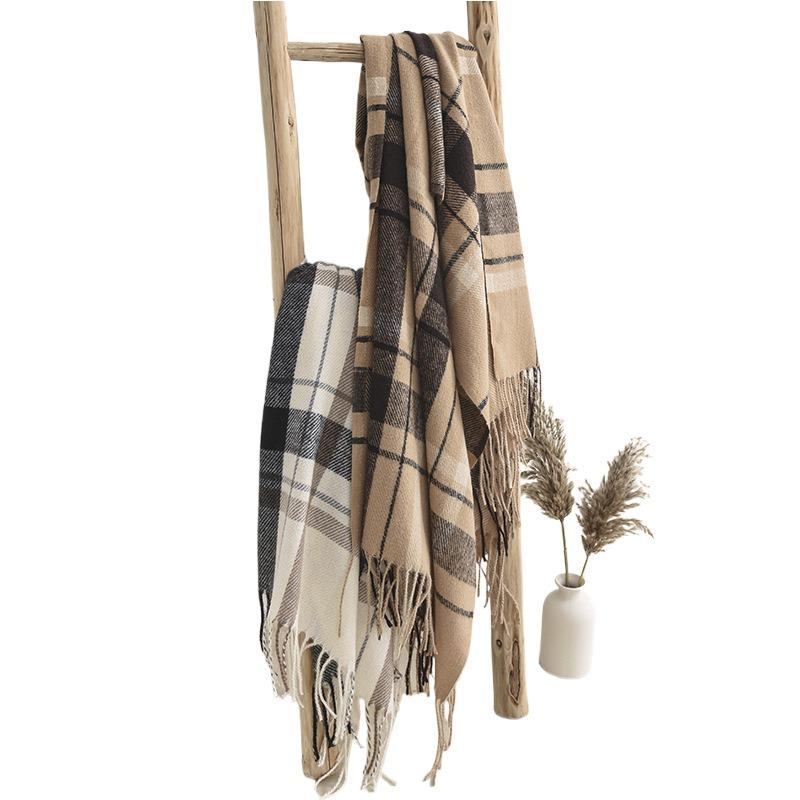 Plaid Scarf Women's Winter High-end Sense New Autumn and Winter Thickened Versatile Atmosphere Warm Scarf