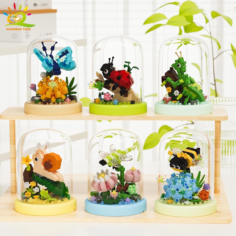 MOC Insect and Flower Display Box Micro Building Block Butterfly Mini Diamond Model Brick Toy for Children Desk Decor.