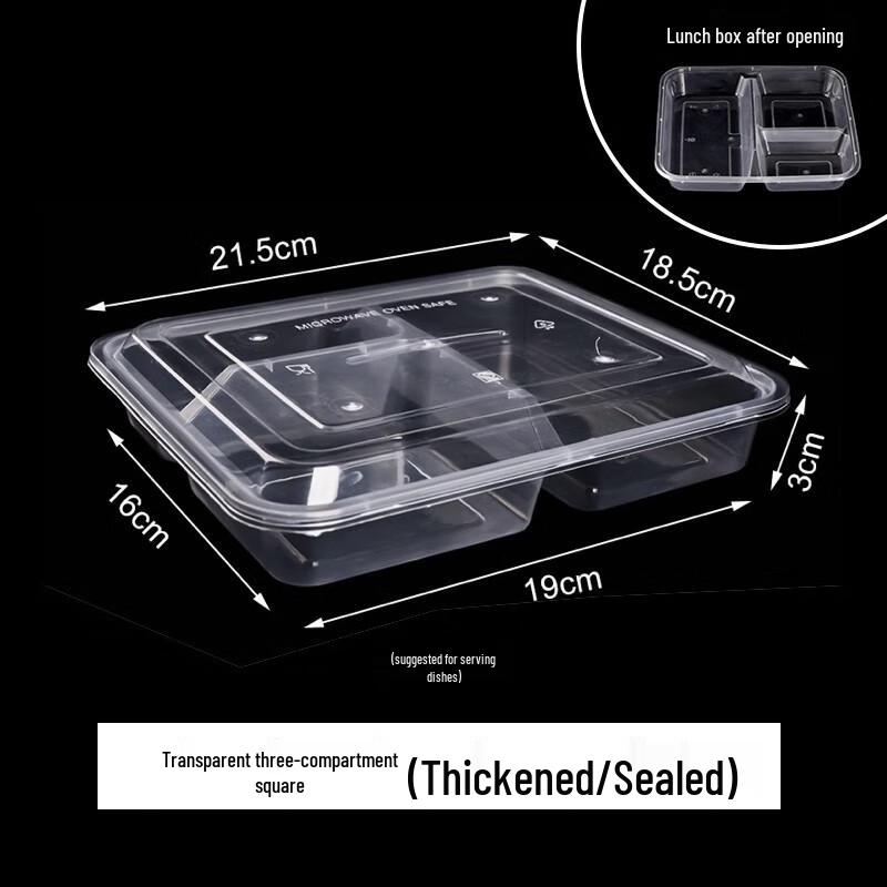 Disposable 3-Compartment Takeout Food Containers