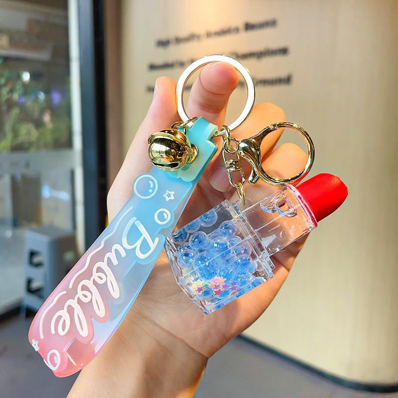 

Bubble Unique Acrylic Lipstick Keychain For Couples Perfect Valentines Present синий