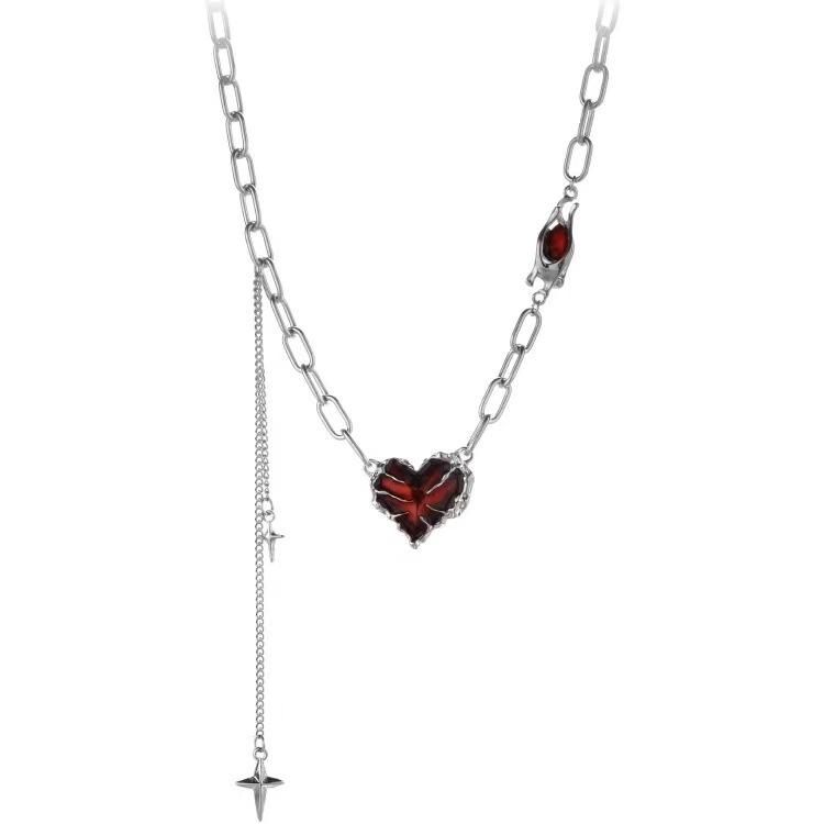 New Red Heart Patchwork Star Tassel Necklaces Women Premium Sense Sweet Cool Y2K Luxury Hundred Necklace Party Jewelry Gifts