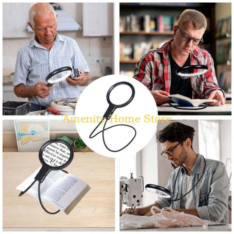F26C Handheld Magnifier with Builtd In Rechargeable Battery LED Illuminates Magnifier