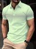 Summer Men's Slimming Diamond Pattern Printed Short-Sleeved Polo Shirt Simple Shirt Breathable and Comfortable Men's Clothing