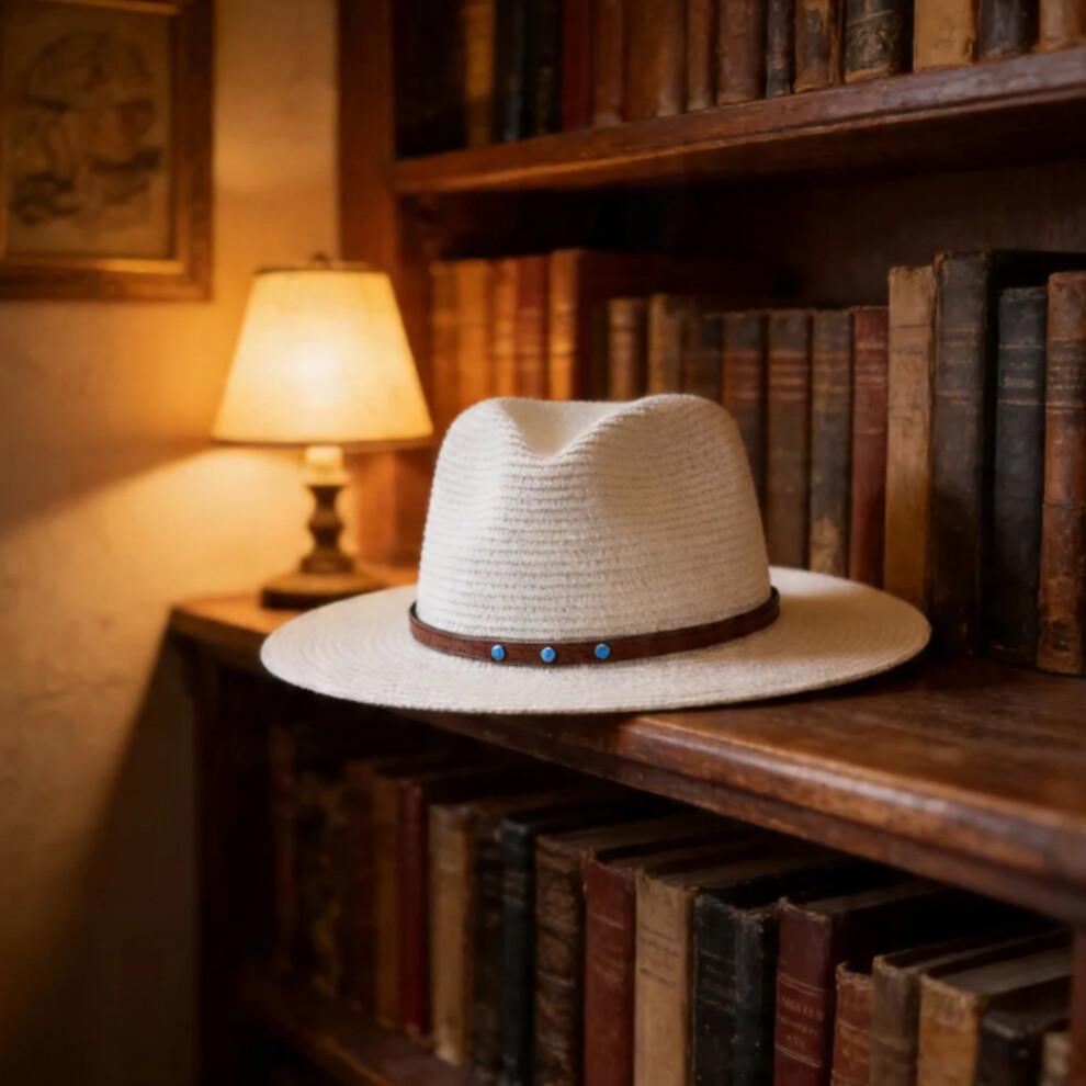 (Talla Única, Blanco) Sombrero de Paja Panama para Hombre, Sombrero de Sol de Ala Ancha Ligero de Verano para Playa al Aire Libre