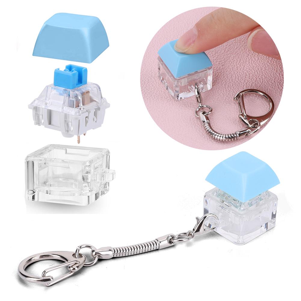 Mechanical Keyboard Keychain 1 Key Button Stress Relief Gifts DIY Keyboard Clicker for Adult To Relief Stress Pass The Time