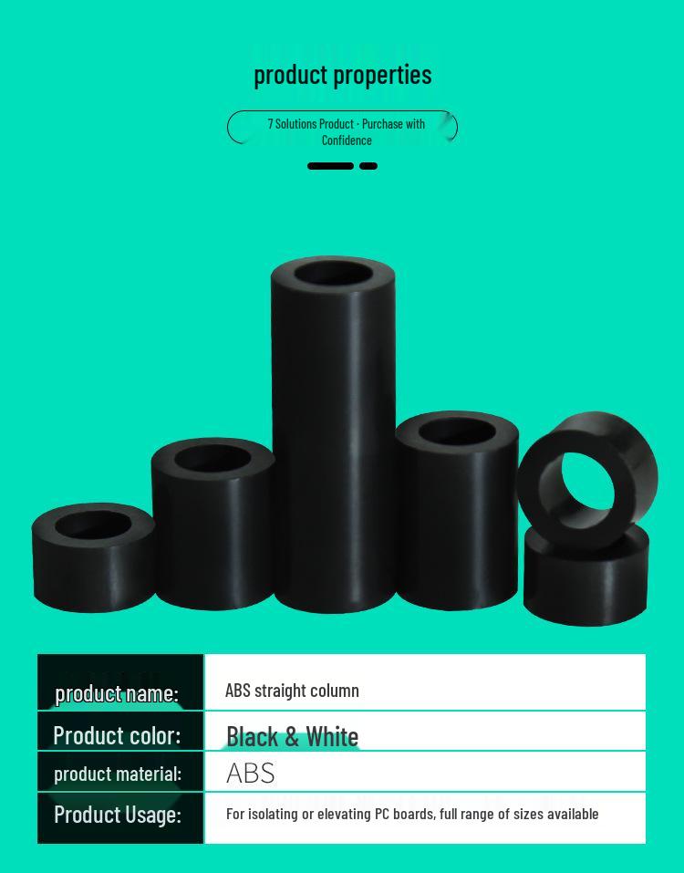 M5 Black Washer Hollow Pass-Through ABS Gasket Spacer, PC Board Isolation, Round Hole Sleeve Insulation Support Post.