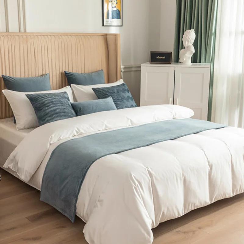 European Style Velvet Lace Trimmings Bed Runner Home Hotel Decoration Bed Flag Wedding Room Bed Tail Pillowcase