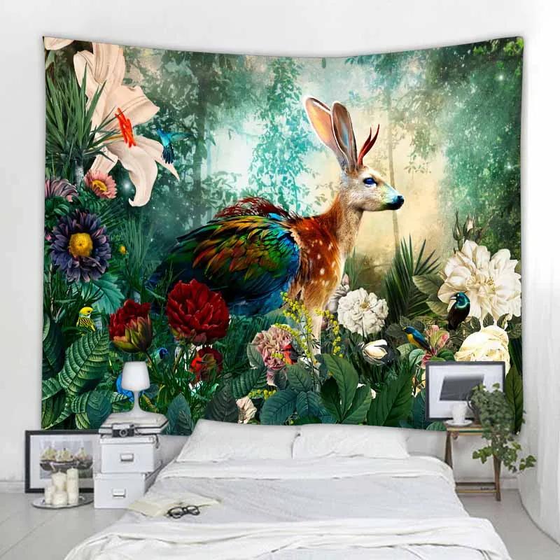 Tropical Jungle Tapestry Lush Greenery Exotic Birds Unique Wall Art for Home Decor Bedroom Nature Lover Gift