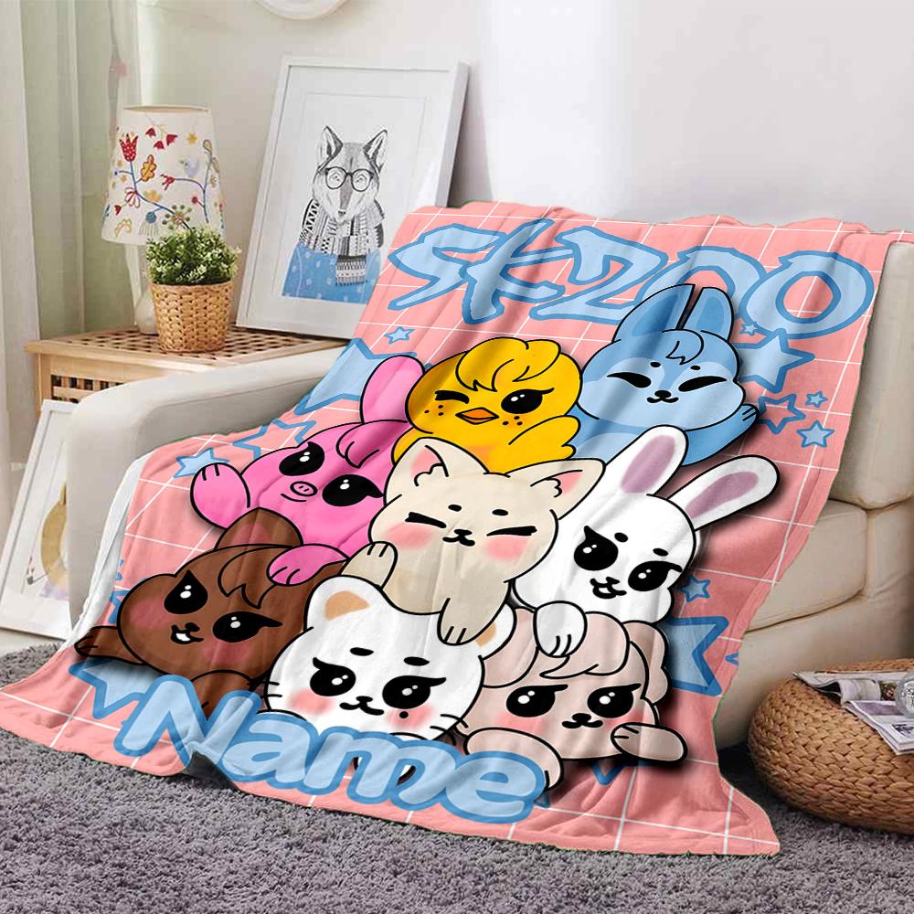 Custom Name Colorful Animal Friends Party Blanket For Couch Bed Plush Cozy Fuzzy Blanket Super Soft Warm Blankets For Fall And Winter 091642