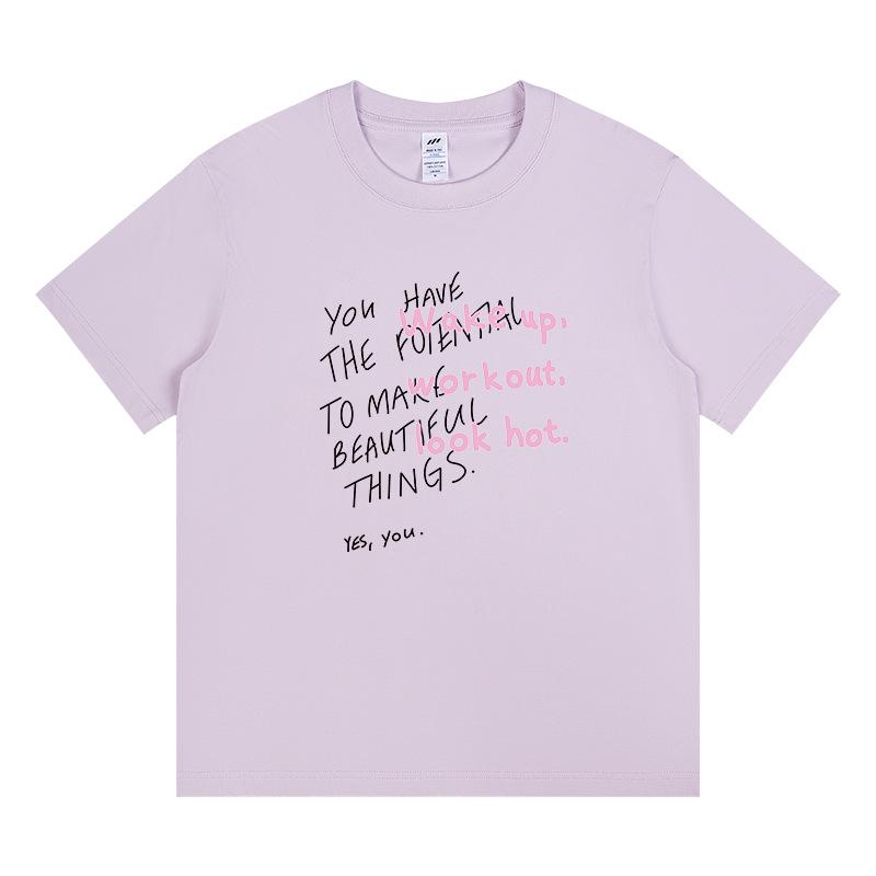 Trendy Women's Loose-Fit Cotton Short-Sleeve T-Shirt with Chic Print Design