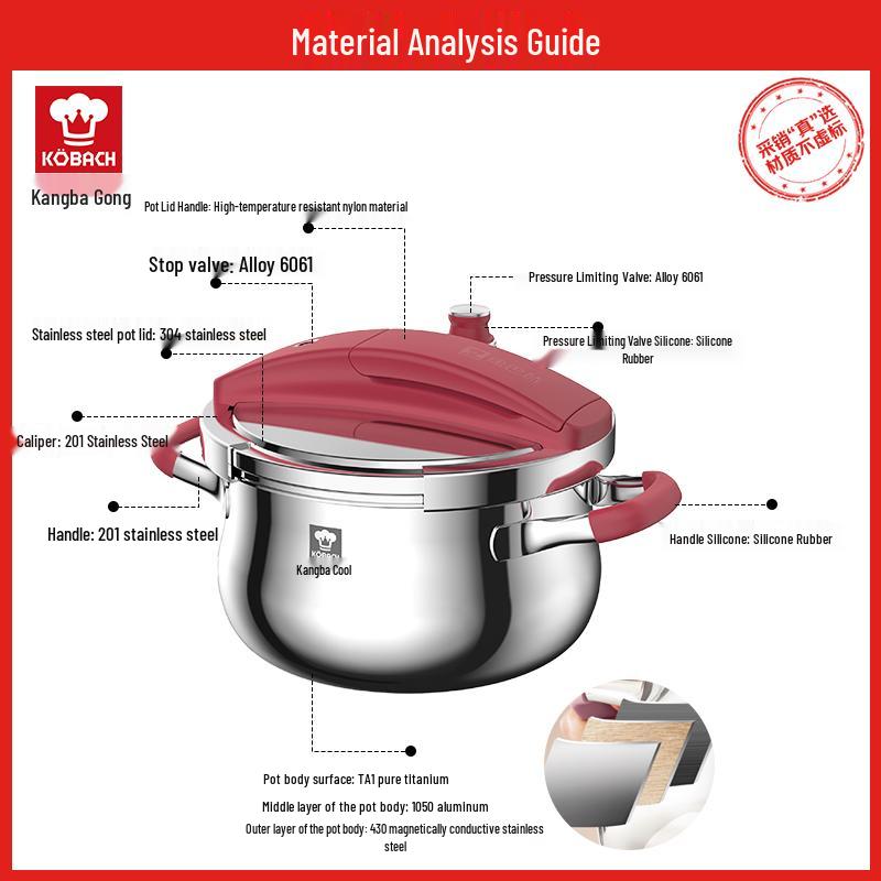 KOBACH Pure Titanium Pressure Cooker - 22cm