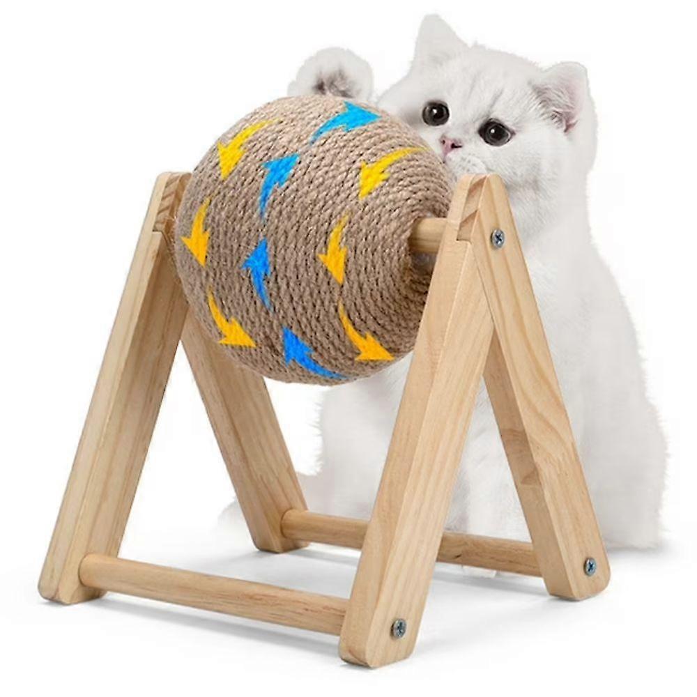 Cat Scratcher Ball Toy Wooden Scratching Toy for Cats & Kittens Indoor Interactive Pet Toy