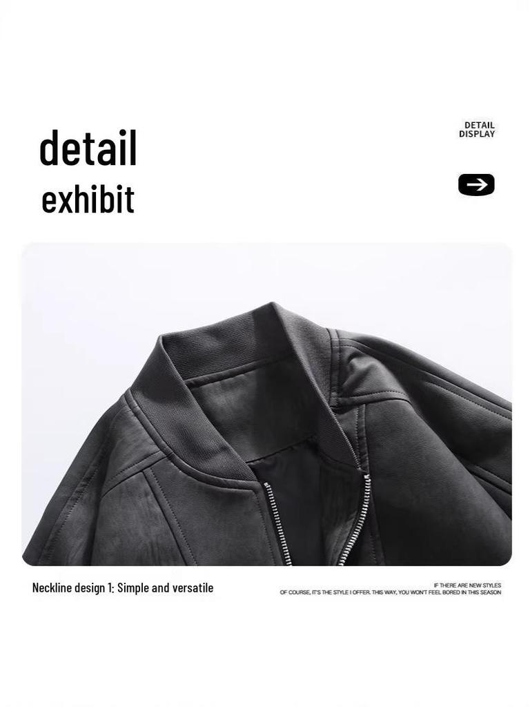 Pánská trendy volná ležérní motorkářská baseballová bunda - Jaro, Podzim, Zima