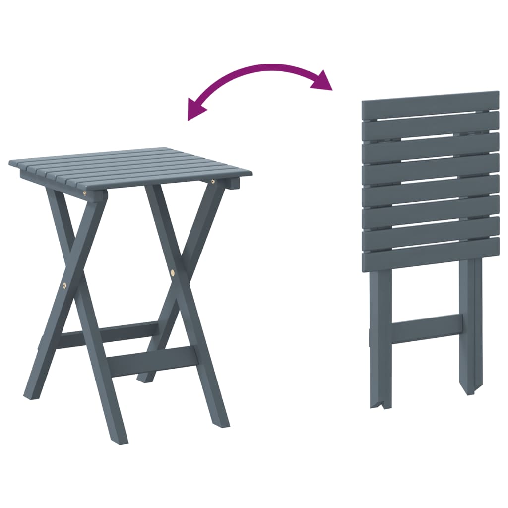 Vidaxl Rocking Chairs with Folding Table, Grey, Poplar Wood