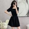 French Campanula Summer Chic Petite Square Neck Slimming Little Black Dress