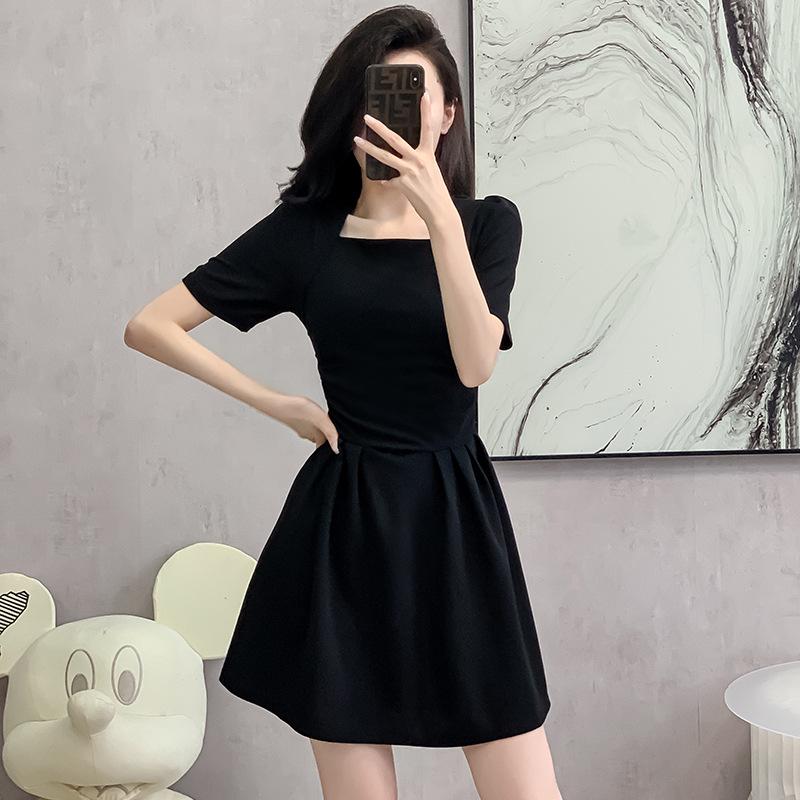 French Campanula Summer Chic Petite Square Neck Slimming Little Black Dress