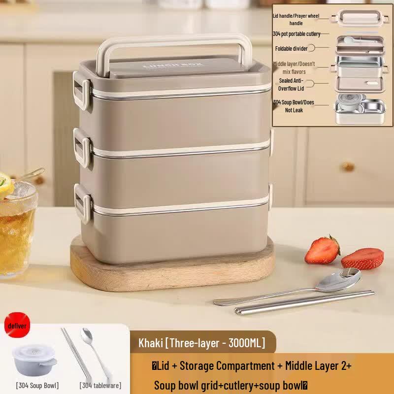 Ru Han Divided Insulated Student Lunch Box