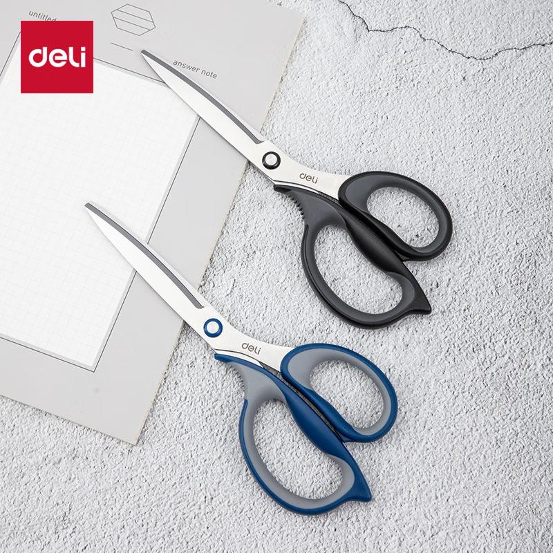 Deli Black Blade Non-Stick Large Scissors for Kitchen, Office, Handmade Paper Cutting, Rust-Proof Stainless Steel.