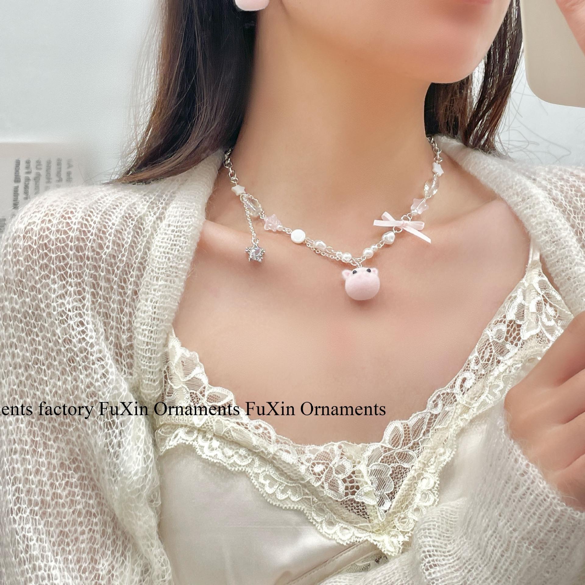 

Очаровательное ожерелье в виде кошки-бантика — уникальный, милый, универсальный дизайн N1047 Cat Sylphy Necklace розовый