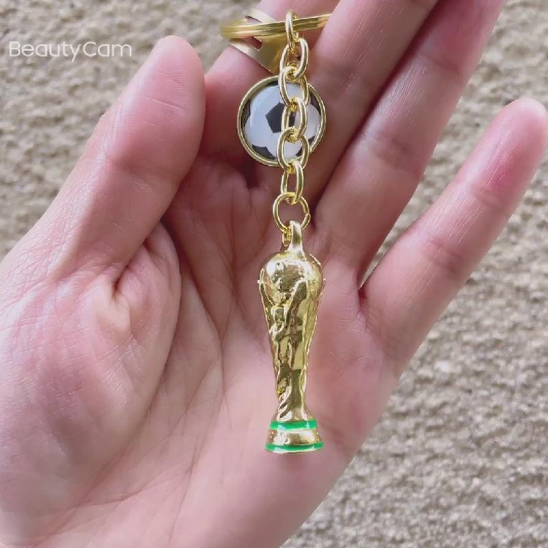 2022 Qatar World Cup Trophy Soccer National Flag Keychains Football Souvenirs Backpack Accessories