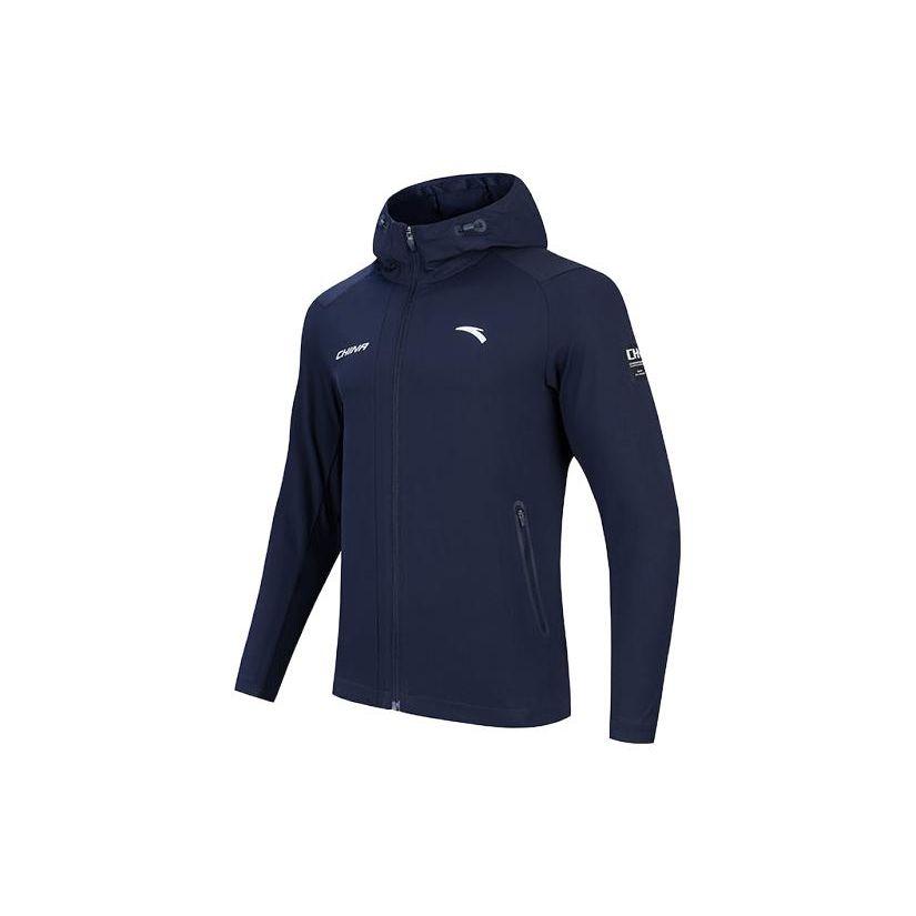 

Anta Training Series Solid Color Logo Zip-Up Hooded Long Sleeve Jacket Men jackets Midnight-Blue 152337616-2 L