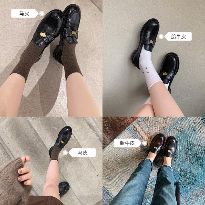 Sheepskin version~ retro small gold coin matte women's genuine leather flat-soled small leather shoes