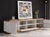 Modern Color Block TV Cabinet in White, TV Cabinet with Wood Grain, 180 cm