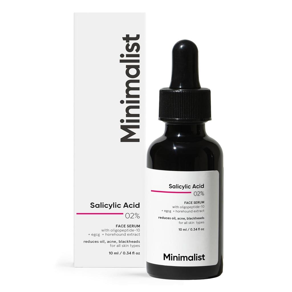 Minimalist 2% Salicylic Acid Anti-Acne Face Serum For All Skin Types | Reduces Blackheads, Excess Oil & Bumpy Texture | 10ml BHA Exfoliant