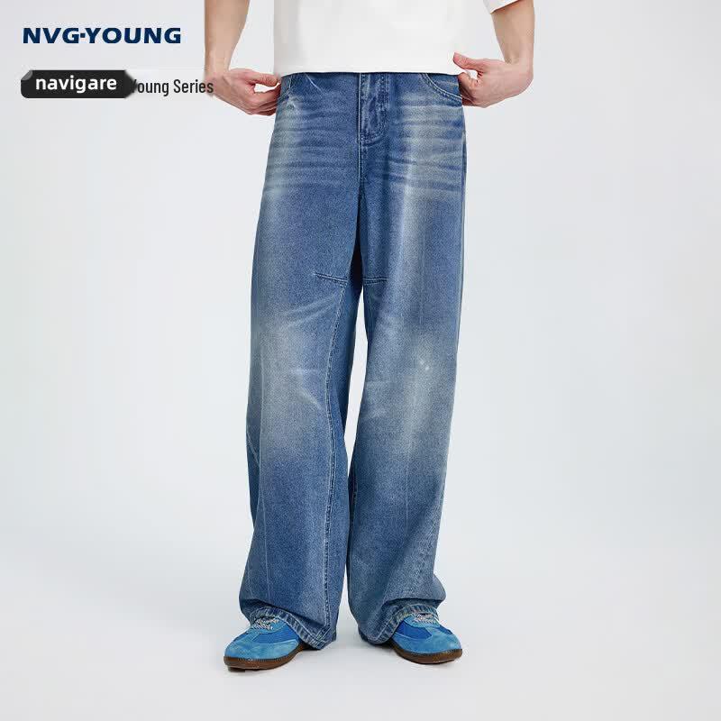 Navigare Men s Straight Leg Wide Cut Denim Jeans 31
