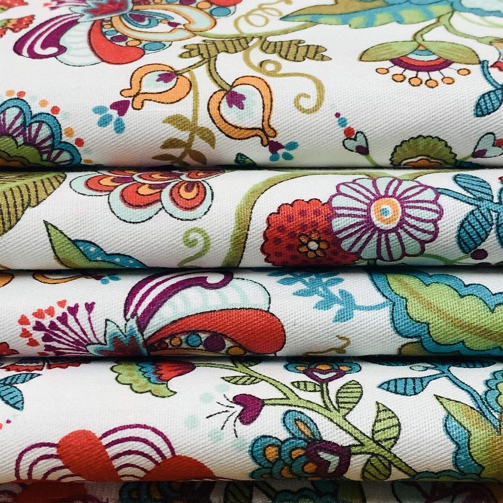 Handmade Fabric for Fabric Lunch and Combed Cotton Twill Weave Floral Pattern Tapestries, Panels, Curtains, Bags, Crafts. 100% (Green Leaves, 200cm)