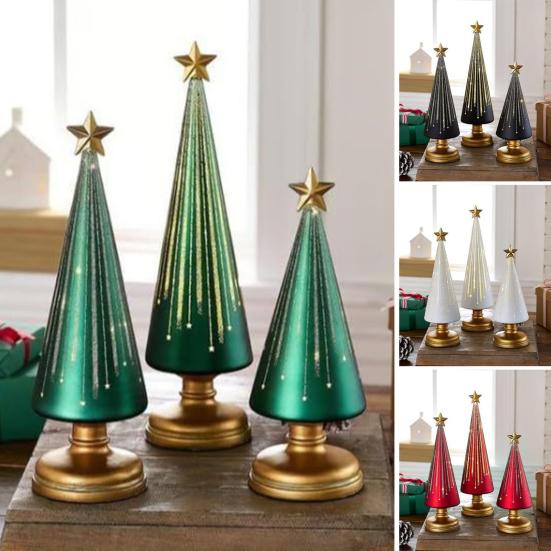 Twinkle Light Christmas Tree Illuminated Starry Night Resin Christmas Tree Ornament for Holiday Bedroom Dorm Tabletop Decor