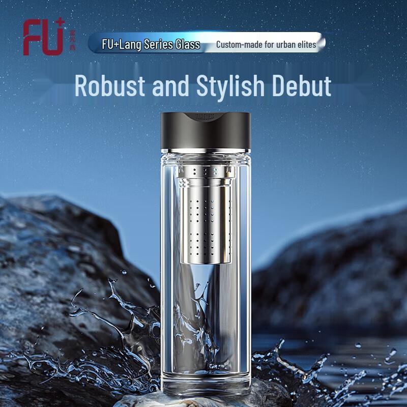 Fuguang Double Wall Glass Tea Infuser Cup