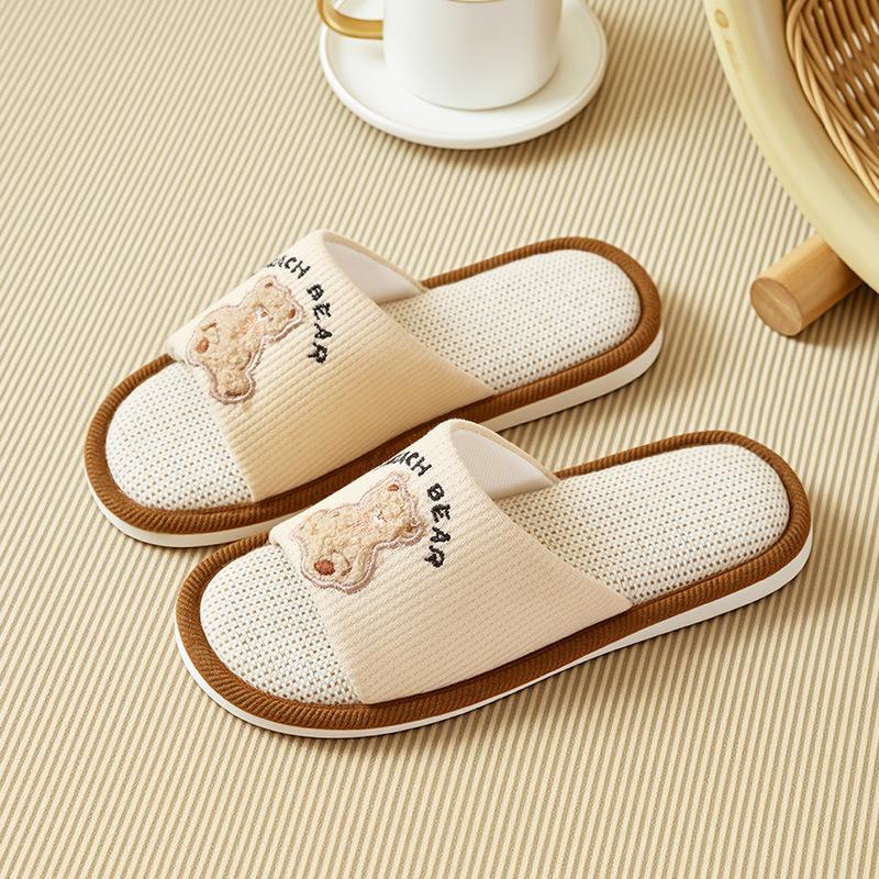 Cartoon linen slippers men s spring and autumn silent indoor breathable home cute open cotton and linen slippers women s winter and summer 36-37 for 3536 feet 1338₽