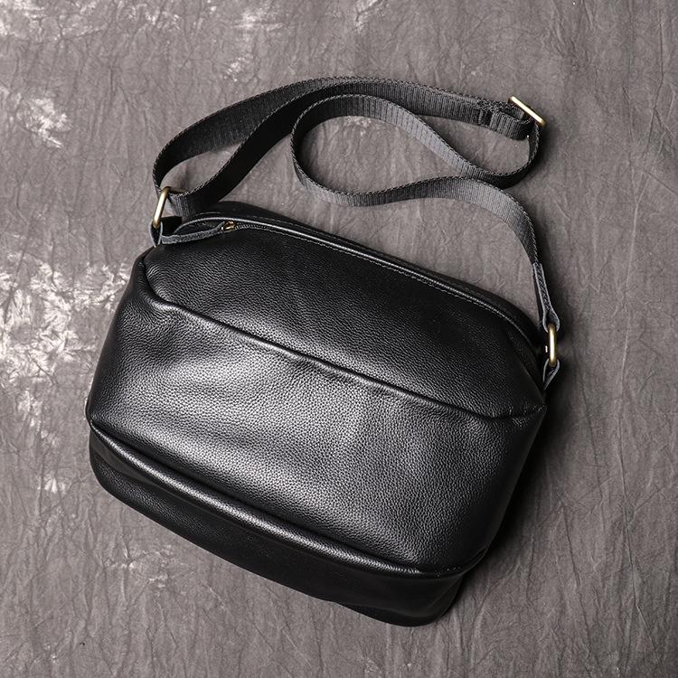 Personalized Soft Leather Men'S Shoulder Bag, Genuine Leather Women'S Messenger Bag, Cowhide Large-Capacity Ipad Bag