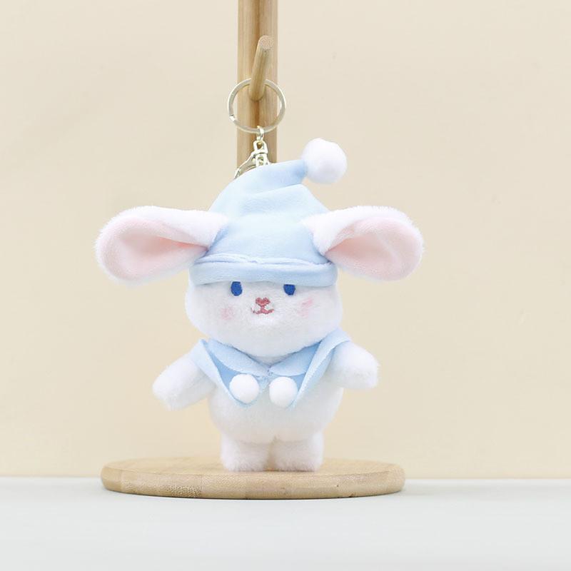 Bear Plush Christmas Keychain With Hat Pp Cotton Stuffed Toy For Gift Kids