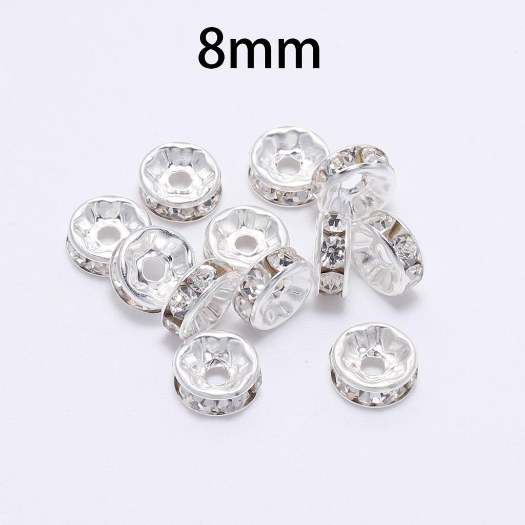 50 stk/parti 8 mm Strass Rondeller Krystallperler Løse Avstandsperler Charms for DIY Håndlaget Smykketilbehør Produksjonsmateriell