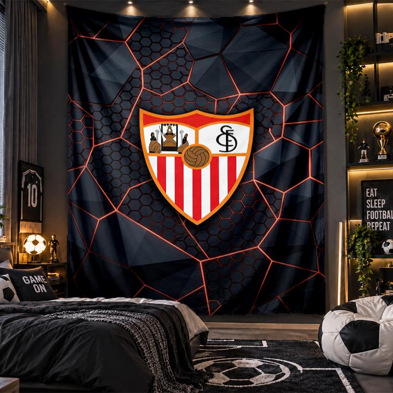 Wall Hanging Tapestry Sevilla FC Print Cloth for Living Room Bedroom Home Decor