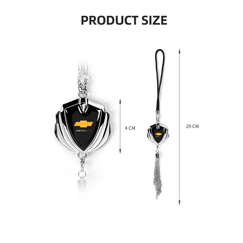 3D Metal Logo Badge Car Rear View Mirror Pendant Ornament For Chevrolet Spark Silverado Trailblazer Cruze Captiva Lacetti Aveo