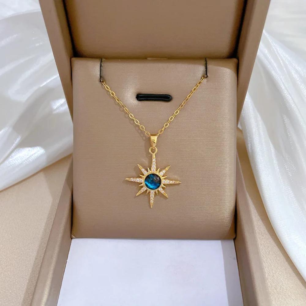 Stainless Steel Sun Pendant Necklace For Women Exquisite and Fashionable Planet Clavicle Chain Girls Party Jewelry Gifts
