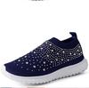 Women's Lightweight Breathable Mesh Elastic Casual Shoes Striped Rainbow Rhinestone Shoes