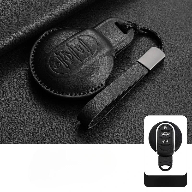 Kožený kryt na klíče od auta pro BMW MINI COOPER S ONE JCW F54 F55 F56 F57 F60 CLUBMAN COUNTRYMAN Držák na dálkový ovladač Shell Keychain