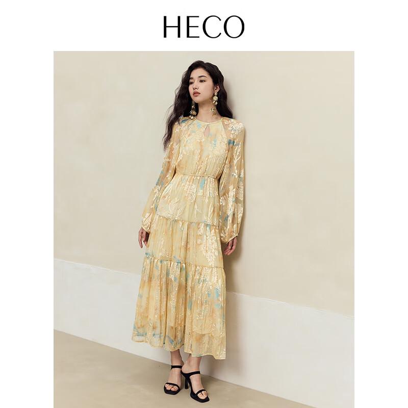 HECO New Chinese Style 2025 Summer Rayon Burnout Floral Resort Dress