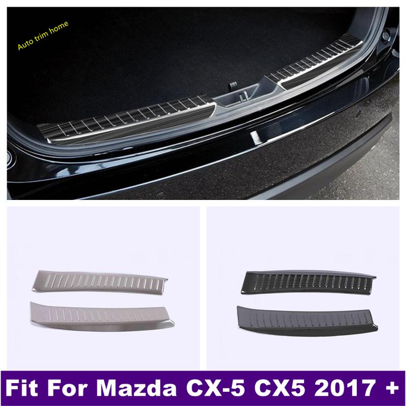 Car Rear Trunk Bumper Sill Plate Protector Plate Sill Trunk Guard Cover Trim For Mazda CX-5 CX5 2017 - Silver Accessories