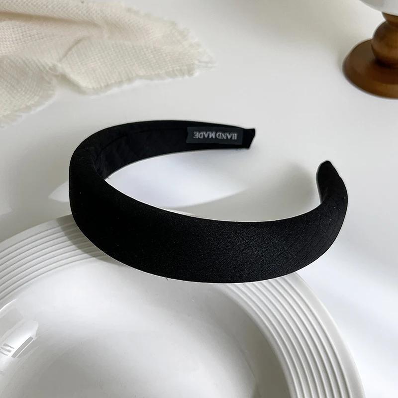 French Vintage Wide-brimmed Headband Women Rhombus Sponge Fabric Hair Band Fixed Face Wash Hoop Girls Hair Accessories