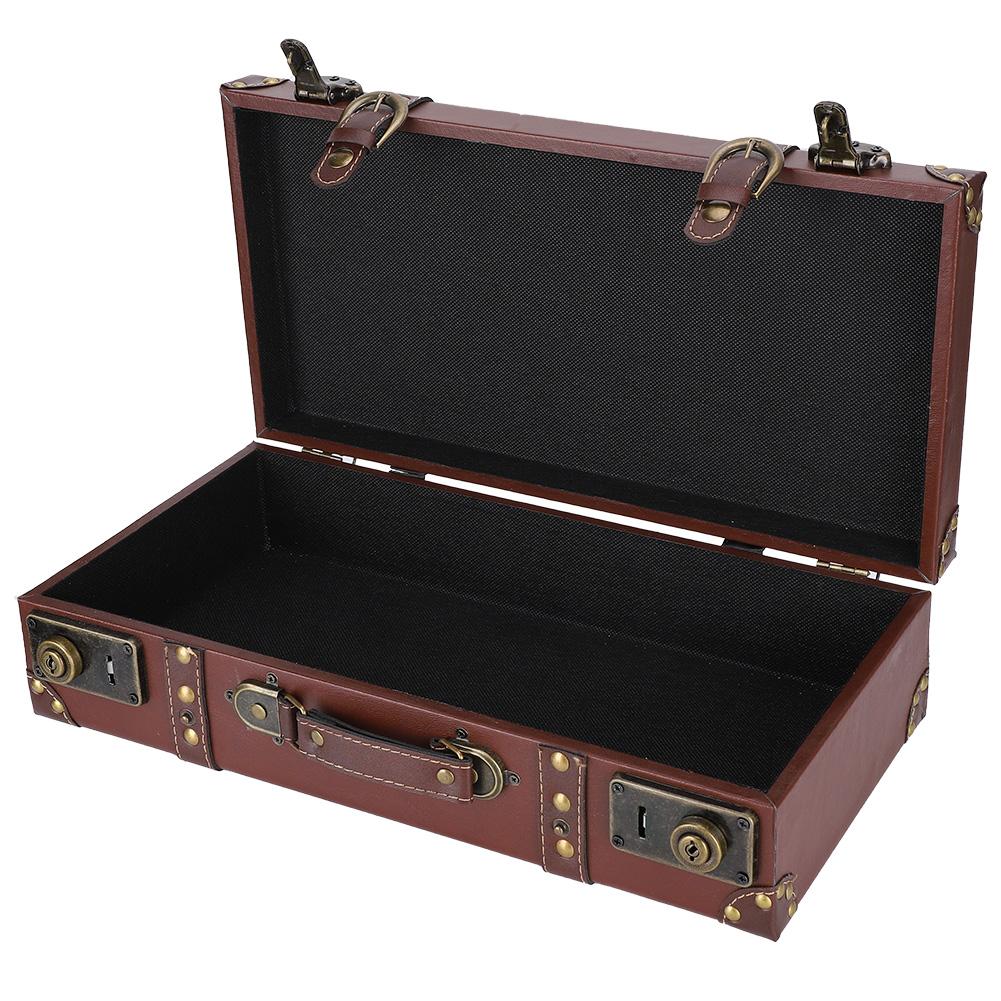 Wooden Suitcase Retro Vintage Storage Box Large Capcity Decorative Storage Case for Home Collection Supplies Photography Props