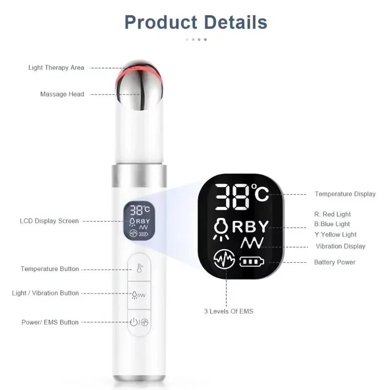EMS Eye Beauty Device Microcurrent Temperature 45℃ Heating Remove Eye Bags Dark Circles Wrinkles Relax beauty Skin Care Tool