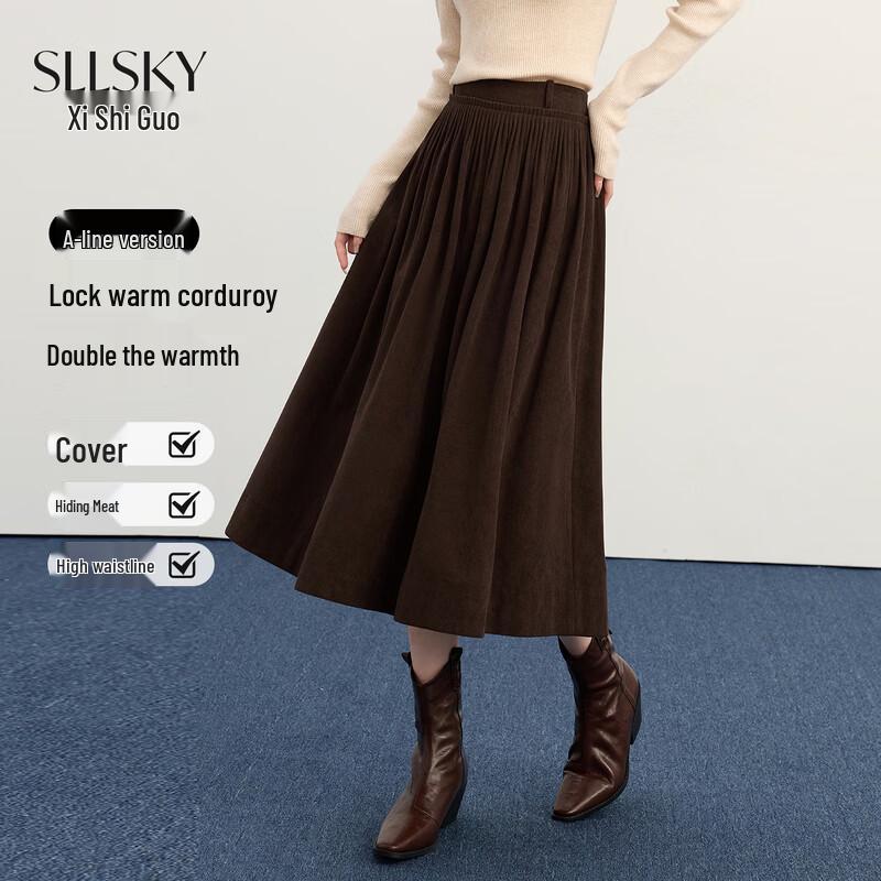 Женская вельветовая юбка А-силуэта в стиле ретро от sllsky S