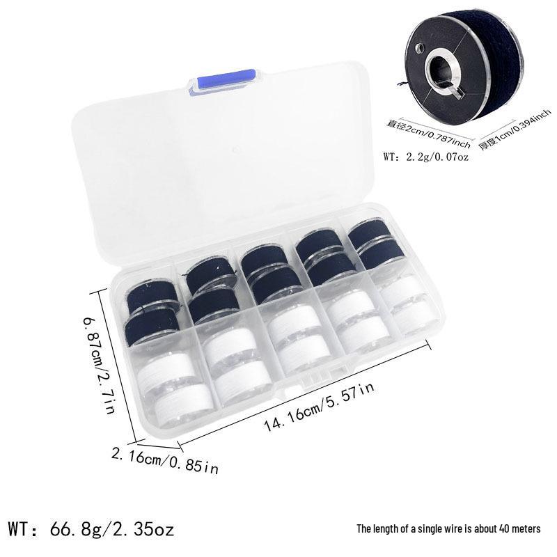 Multi-Specification Household Bobbin Set: Colored Transparent and Metal Bobbins with Thread